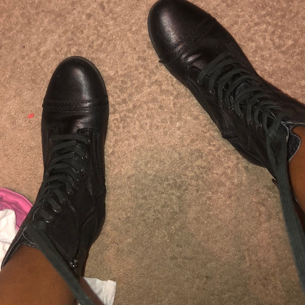 Black combat boots